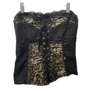 Tripp NYC Daang Goodman Rare Lace Up Corset Top Lace Black Floral S